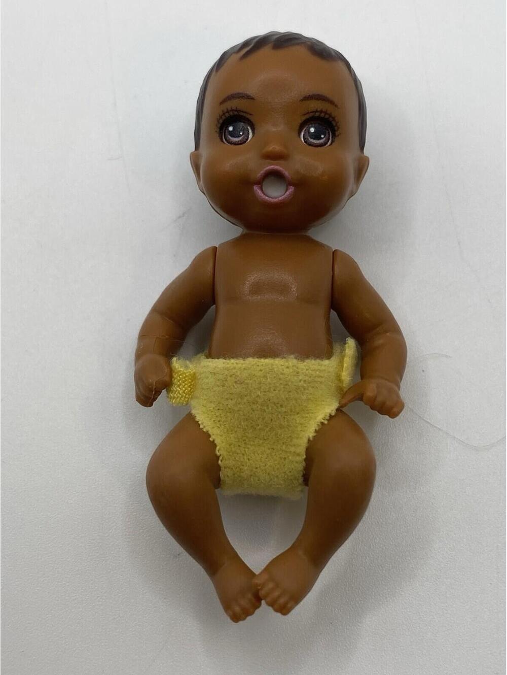 Barbie Mattel Baby Doll Figure Yellow Diaper Brunette Brown Eyes Open Mouth B20